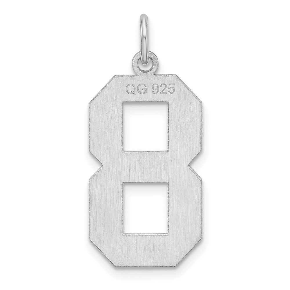 Sterling Silver/Rhodium-plated Polished Number 8 Charm