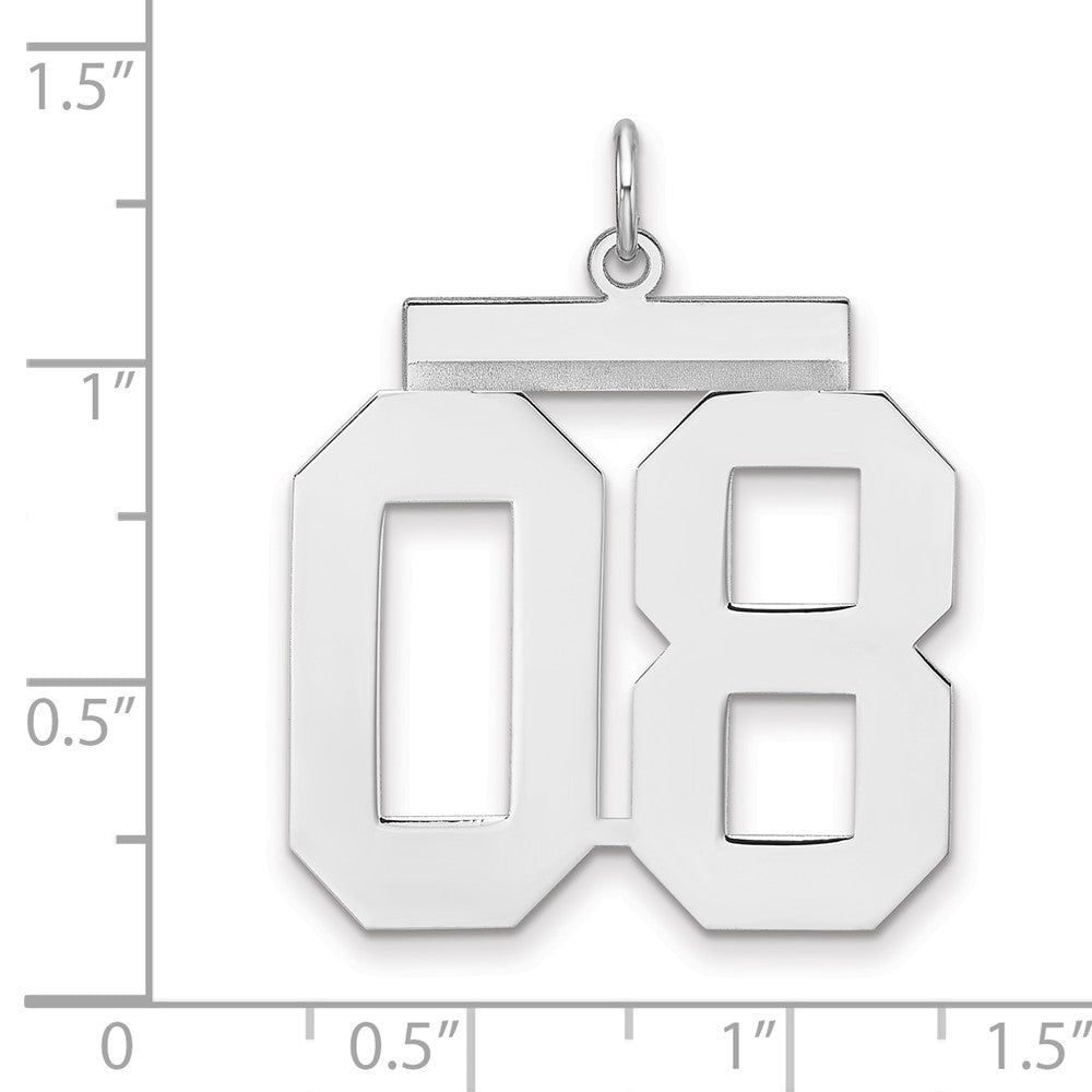 Sterling Silver/Rhodium-plated Polished Number 08 Charm