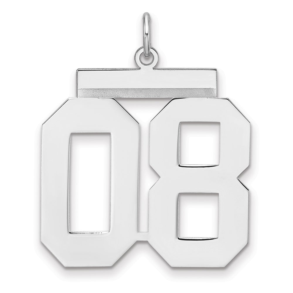 Sterling Silver/Rhodium-plated Polished Number 08 Charm