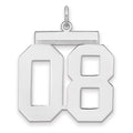 Sterling Silver/Rhodium-plated Polished Number 08 Charm