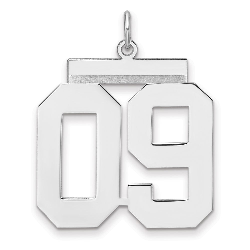 Sterling Silver/Rhodium-plated Polished Number 09 Charm