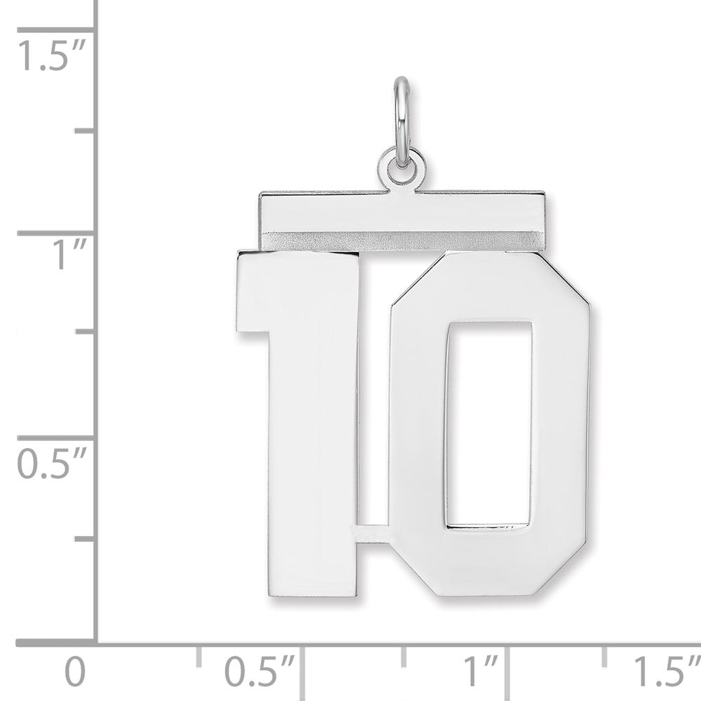 Sterling Silver/Rhodium-plated Polished Number 10 Charm