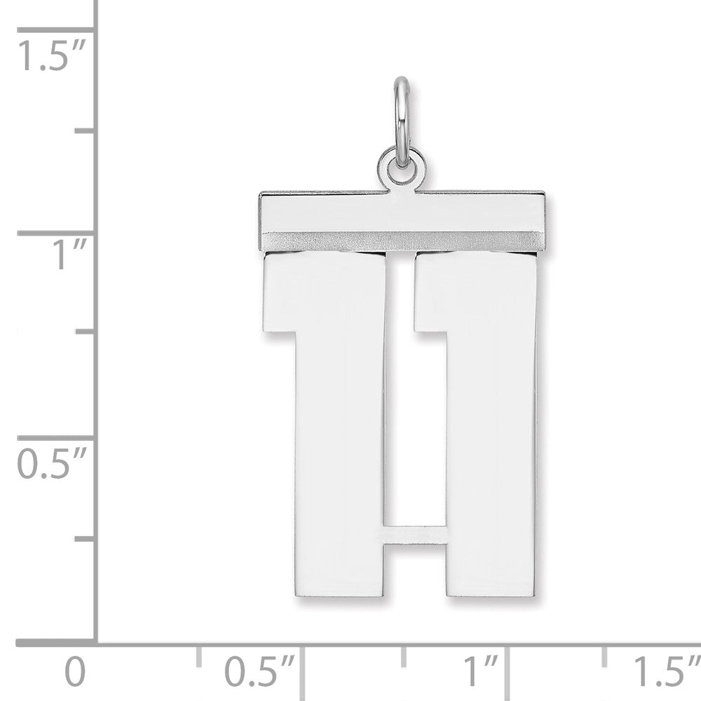 Sterling Silver/Rhodium-plated Polished Number 11 Charm