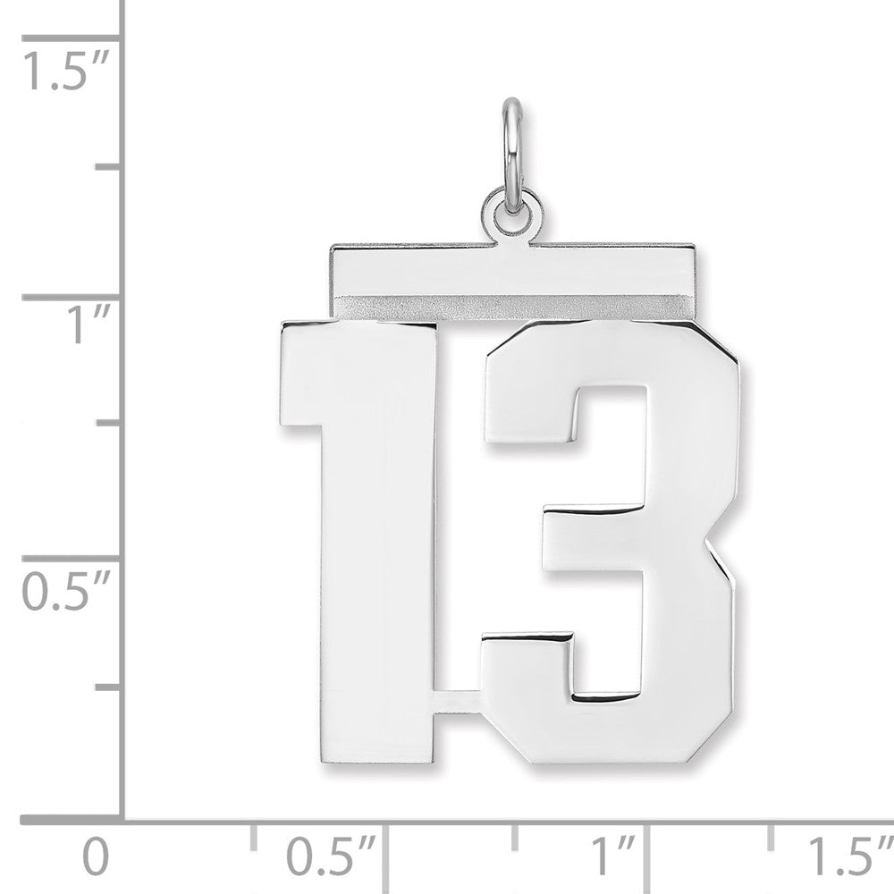 Sterling Silver/Rhodium-plated Polished Number 13 Charm