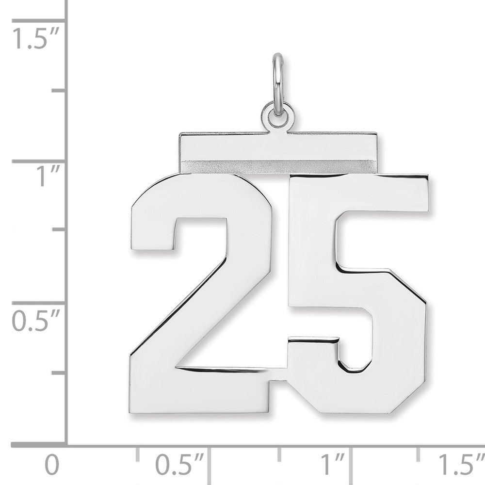 Sterling Silver/Rhodium-plated Polished Number 25 Charm