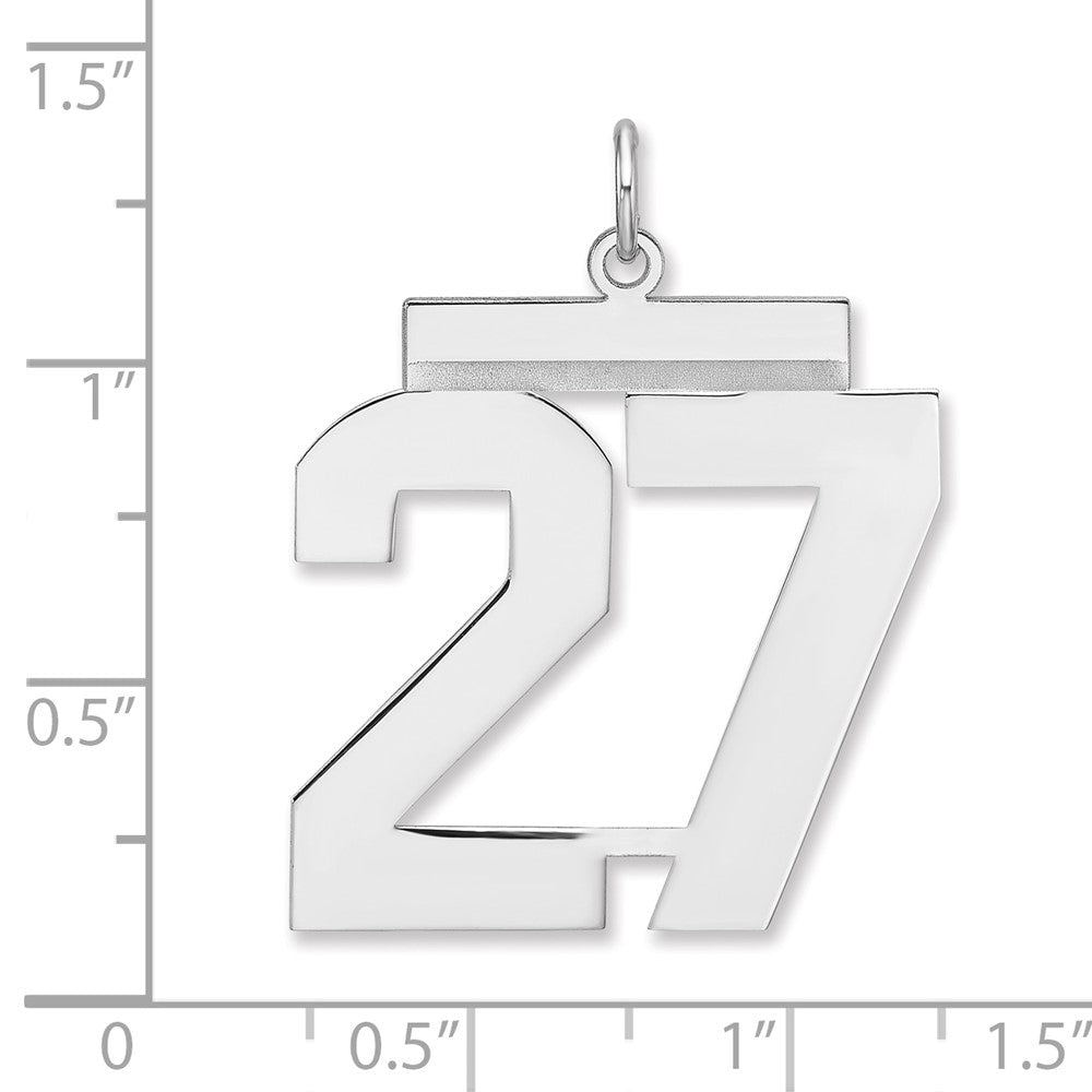 Sterling Silver/Rhodium-plated Polished Number 27 Charm