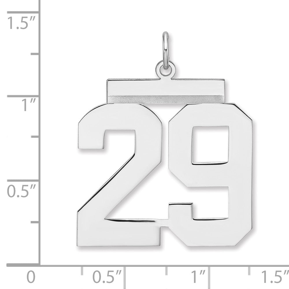 Sterling Silver/Rhodium-plated Polished Number 29 Charm