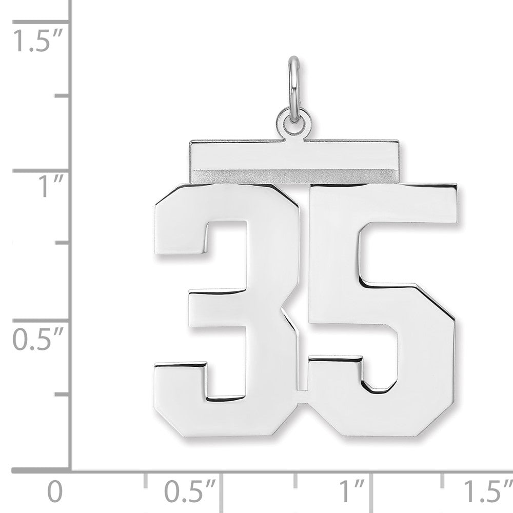 Sterling Silver/Rhodium-plated Polished Number 35 Charm