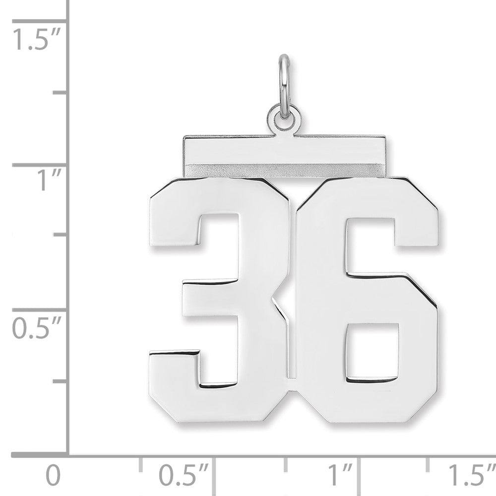 Sterling Silver/Rhodium-plated Polished Number 36 Charm