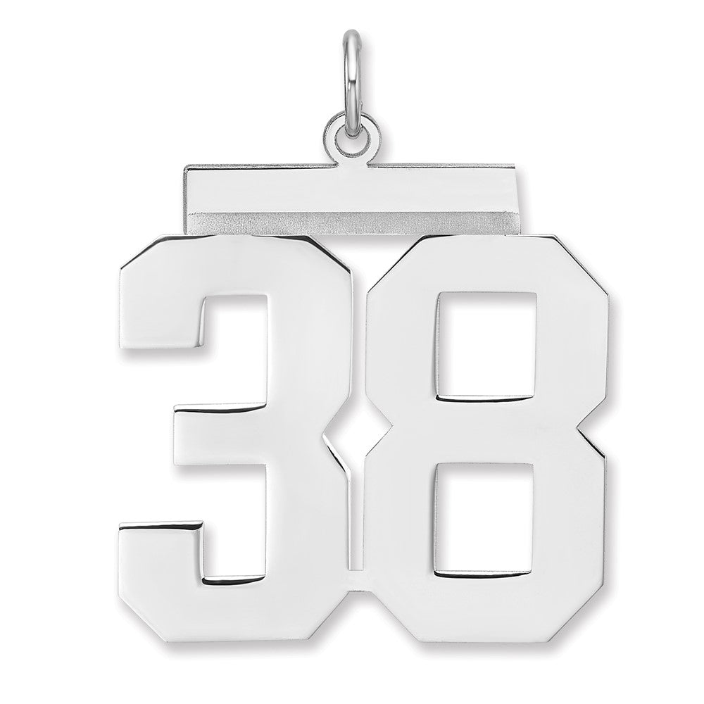 Sterling Silver/Rhodium-plated Polished Number 38 Charm