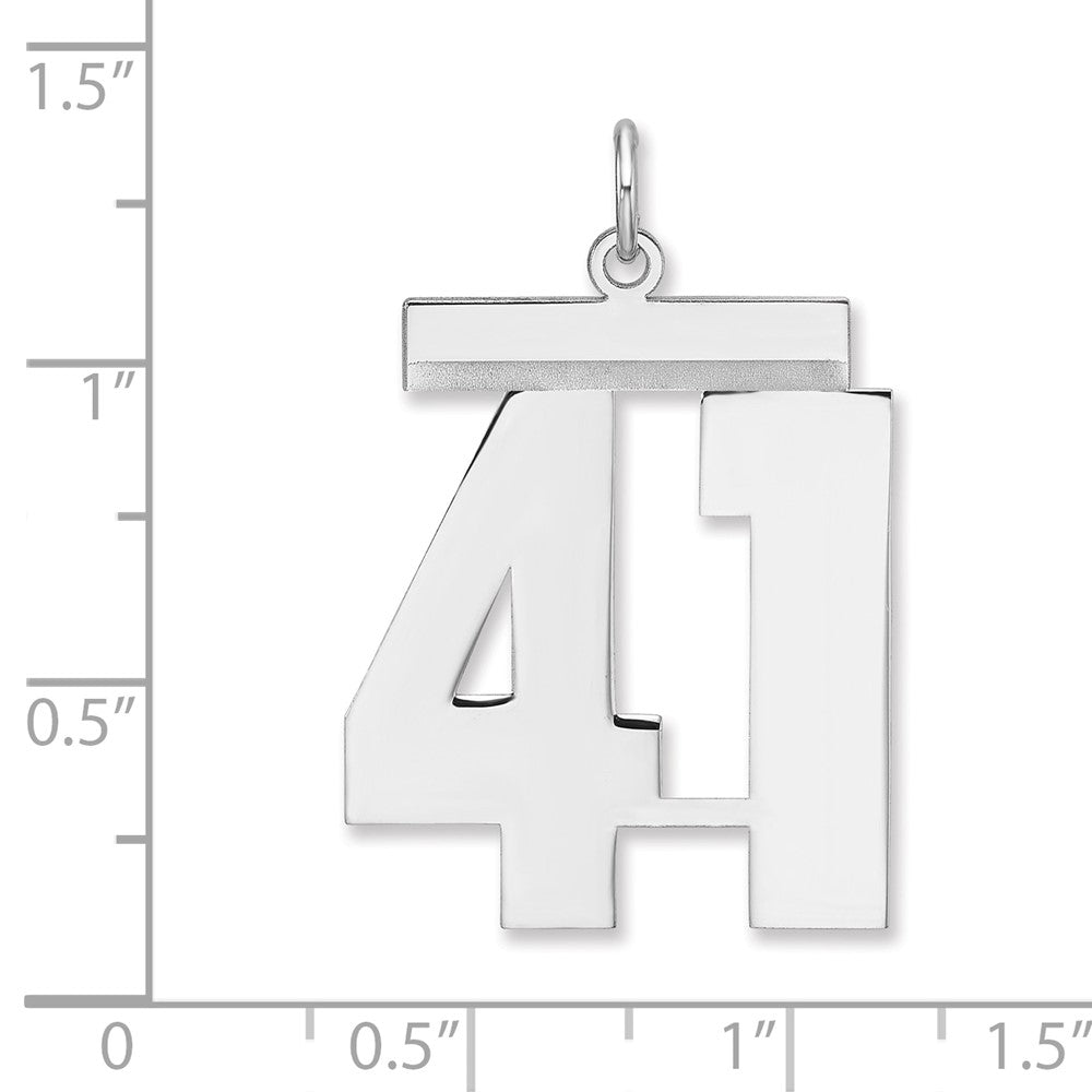Sterling Silver/Rhodium-plated Polished Number 41 Charm