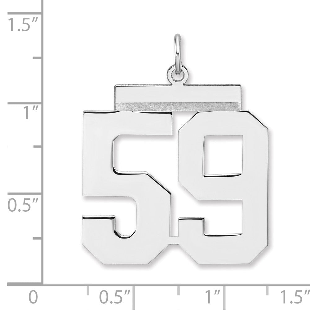 Sterling Silver/Rhodium-plated Polished Number 59 Charm