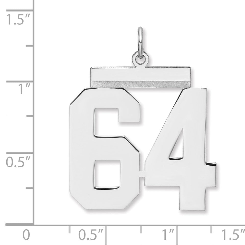 Sterling Silver/Rhodium-plated Polished Number 64 Charm