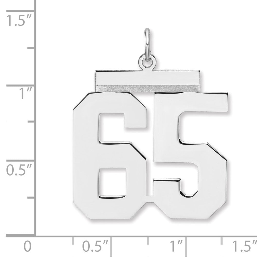 Sterling Silver/Rhodium-plated Polished Number 65 Charm