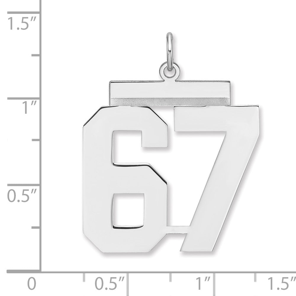 Sterling Silver/Rhodium-plated Polished Number 67 Charm