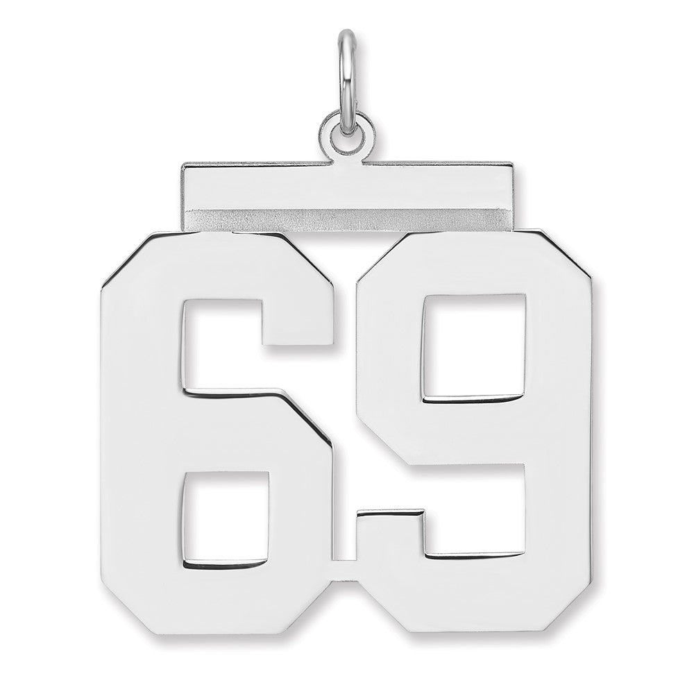 Sterling Silver/Rhodium-plated Polished Number 69 Charm