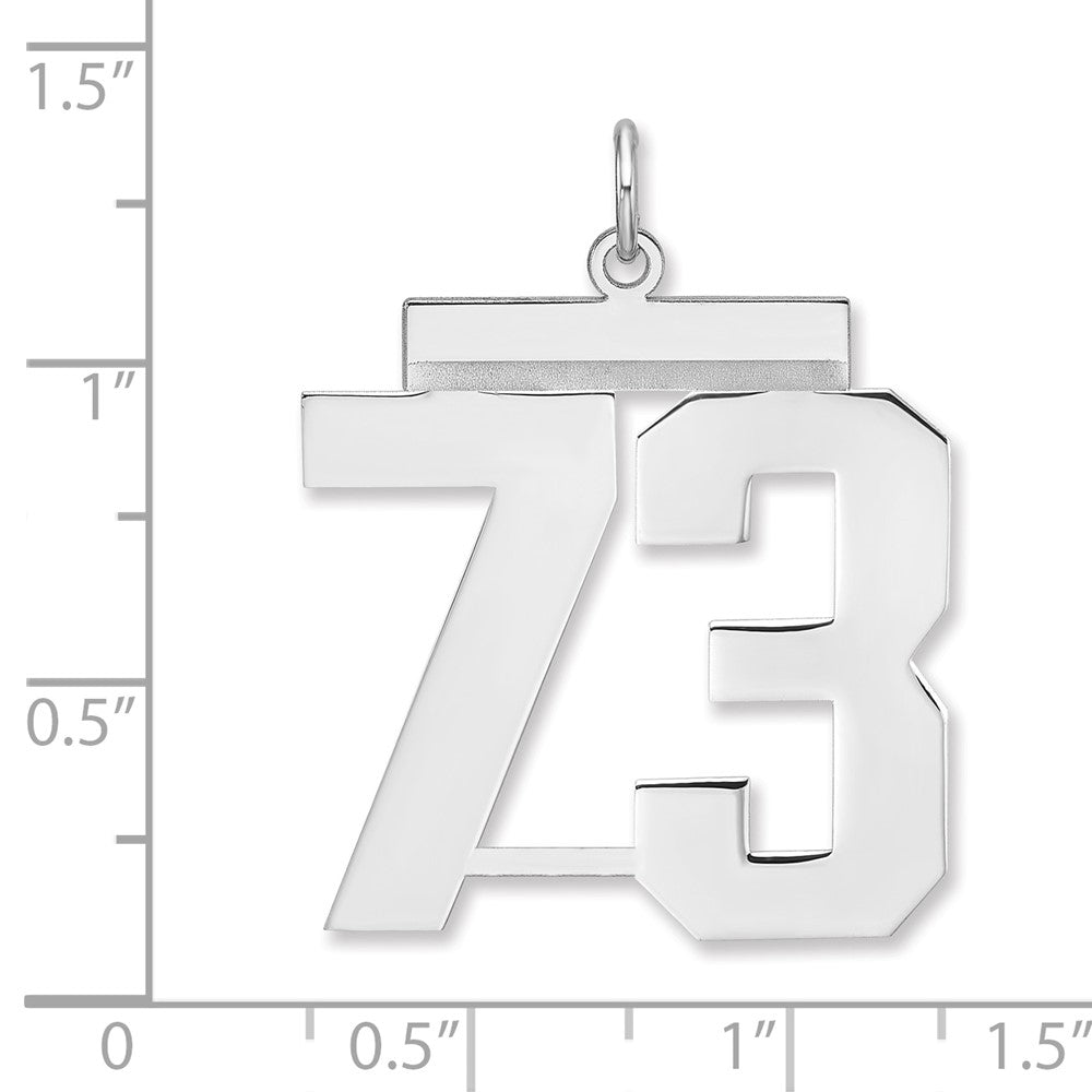 Sterling Silver/Rhodium-plated Polished Number 73 Charm