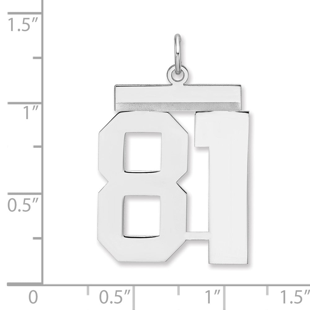 Sterling Silver/Rhodium-plated Polished Number 81 Charm