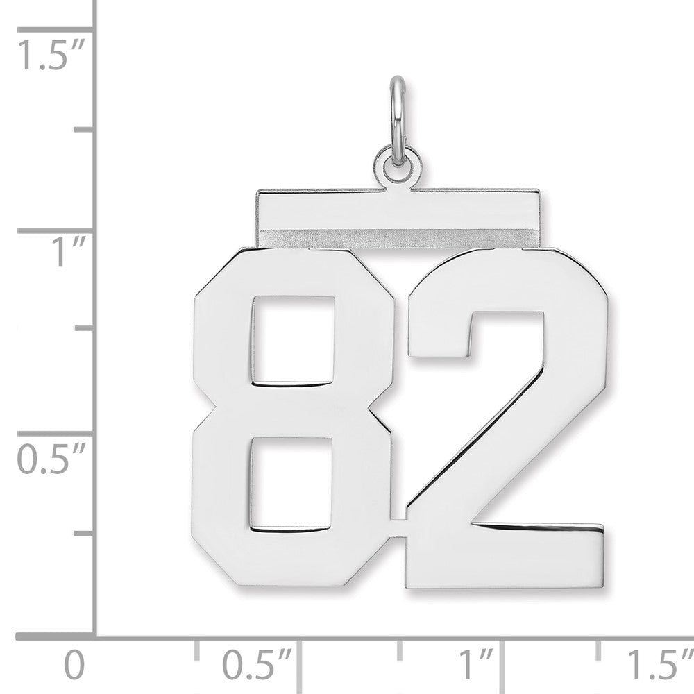 Sterling Silver/Rhodium-plated Polished Number 82 Charm