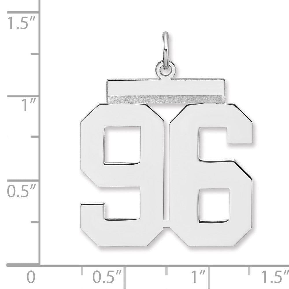 Sterling Silver/Rhodium-plated Polished Number 96 Charm