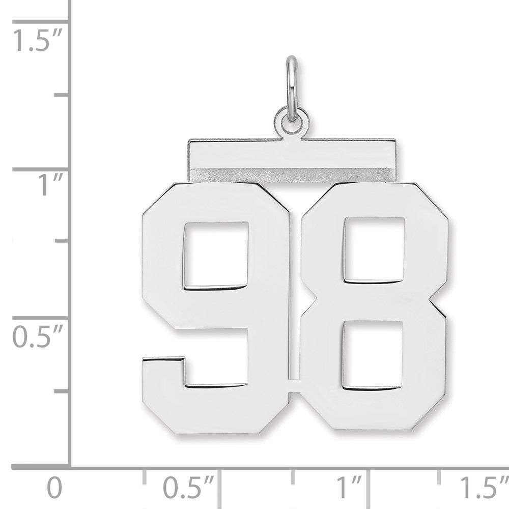Sterling Silver/Rhodium-plated Polished Number 98 Charm