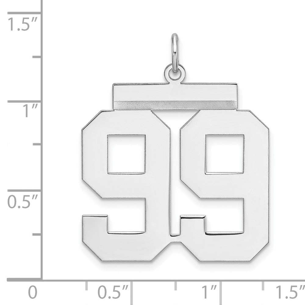 Sterling Silver/Rhodium-plated Polished Number 99 Charm