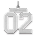 Sterling Silver/Rhodium-plated Satin Number 02 Charm