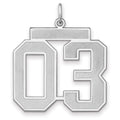 Sterling Silver/Rhodium-plated Satin Number 03 Charm