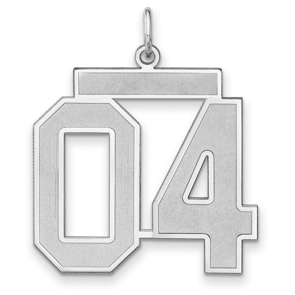 Sterling Silver/Rhodium-plated Satin Number 04 Charm