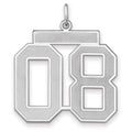 Sterling Silver/Rhodium-plated Satin Number 08 Charm