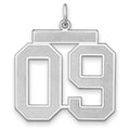 Sterling Silver/Rhodium-plated Satin Number 09 Charm