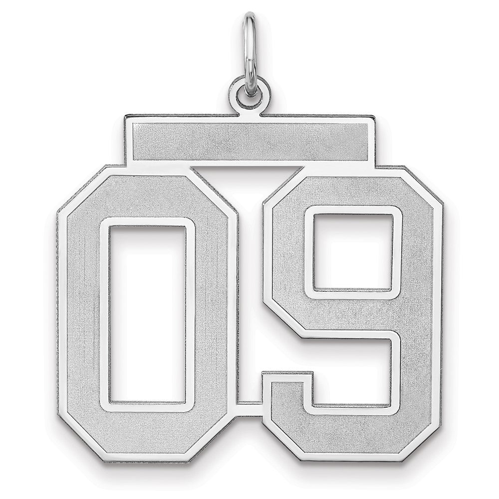 Sterling Silver/Rhodium-plated Satin Number 09 Charm