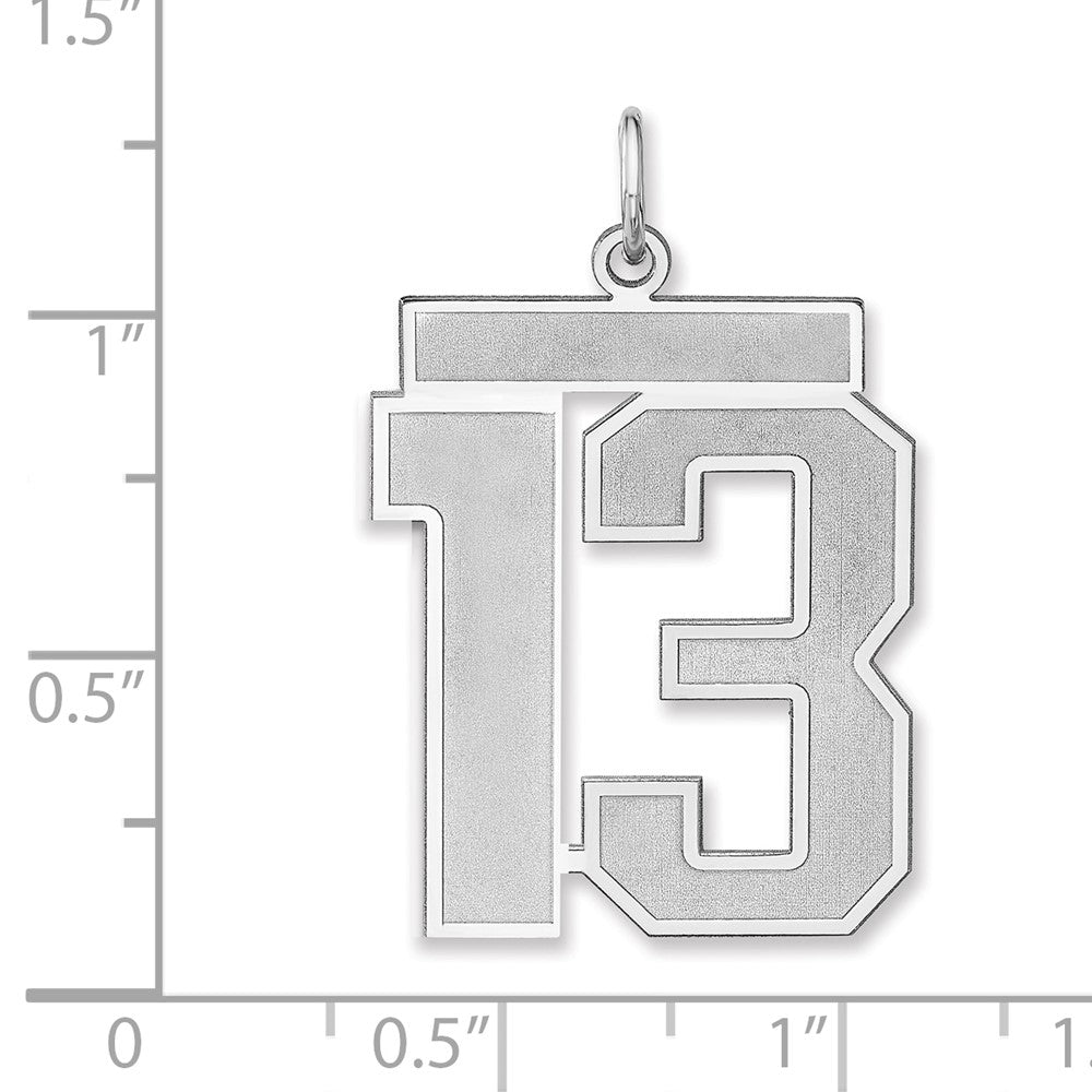 Sterling Silver/Rhodium-plated Satin Number 13 Charm