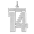 Sterling Silver/Rhodium-plated Satin Number 14 Charm