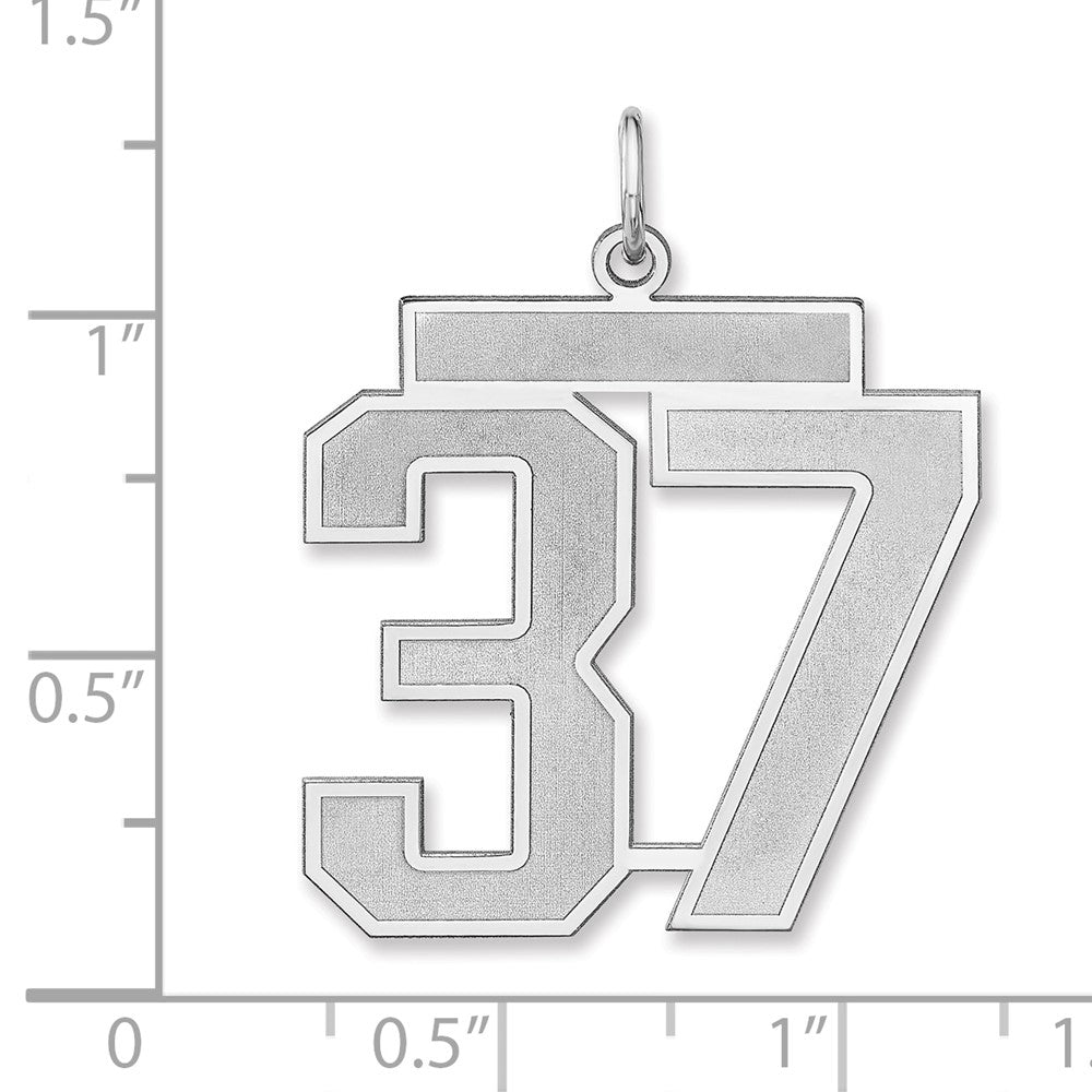 Sterling Silver/Rhodium-plated Satin Number 37 Charm