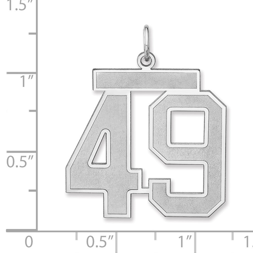 Sterling Silver/Rhodium-plated Satin Number 49 Charm