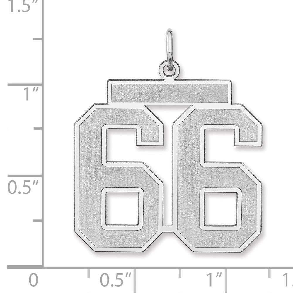 Sterling Silver/Rhodium-plated Satin Number 66 Charm