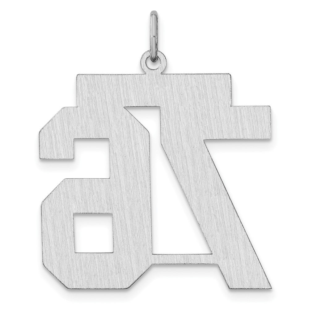 Sterling Silver/Rhodium-plated Satin Number 76 Charm