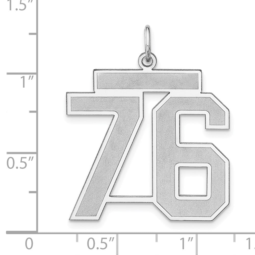 Sterling Silver/Rhodium-plated Satin Number 76 Charm