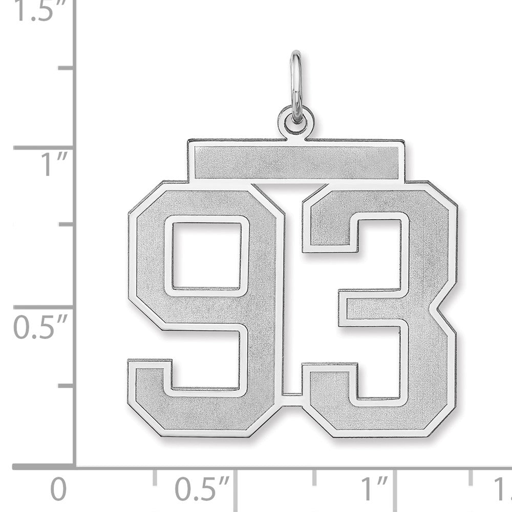 Sterling Silver/Rhodium-plated Satin Number 93 Charm