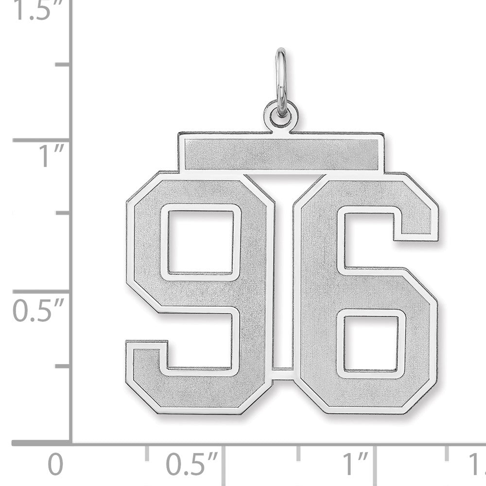 Sterling Silver/Rhodium-plated Satin Number 96 Charm