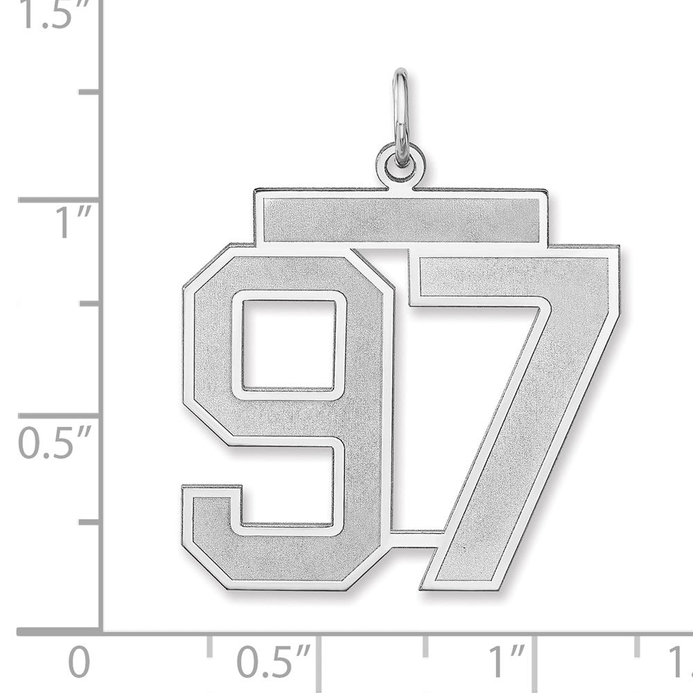 Sterling Silver/Rhodium-plated Satin Number 97 Charm