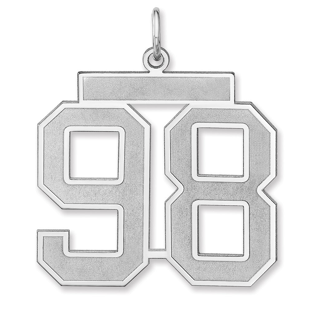 Sterling Silver/Rhodium-plated Satin Number 98 Charm