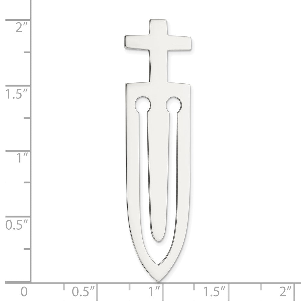 Sterling Silver Rhodium-plated Cross Bookmark