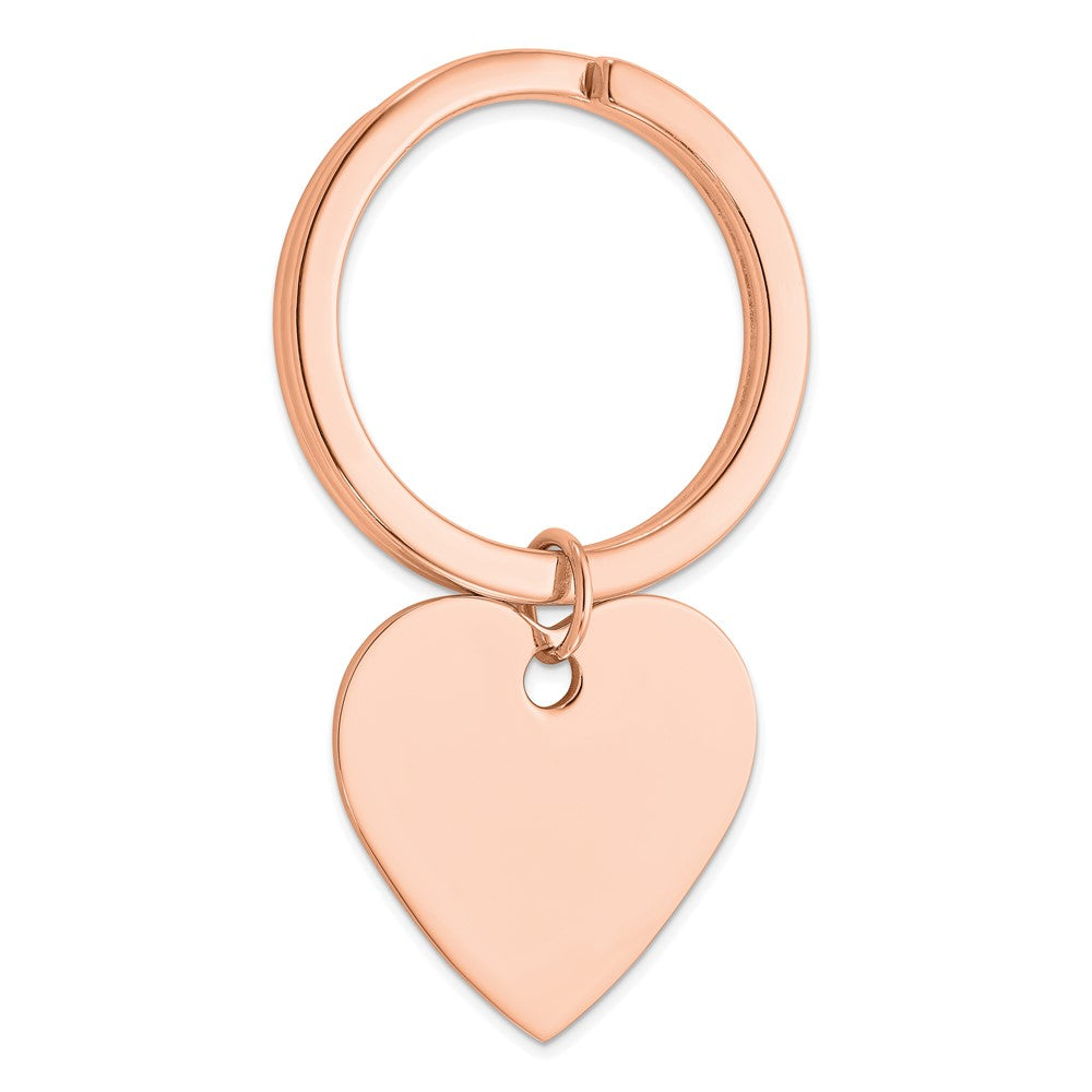 Sterling Silver Rose Gold-plated Heart Key Ring