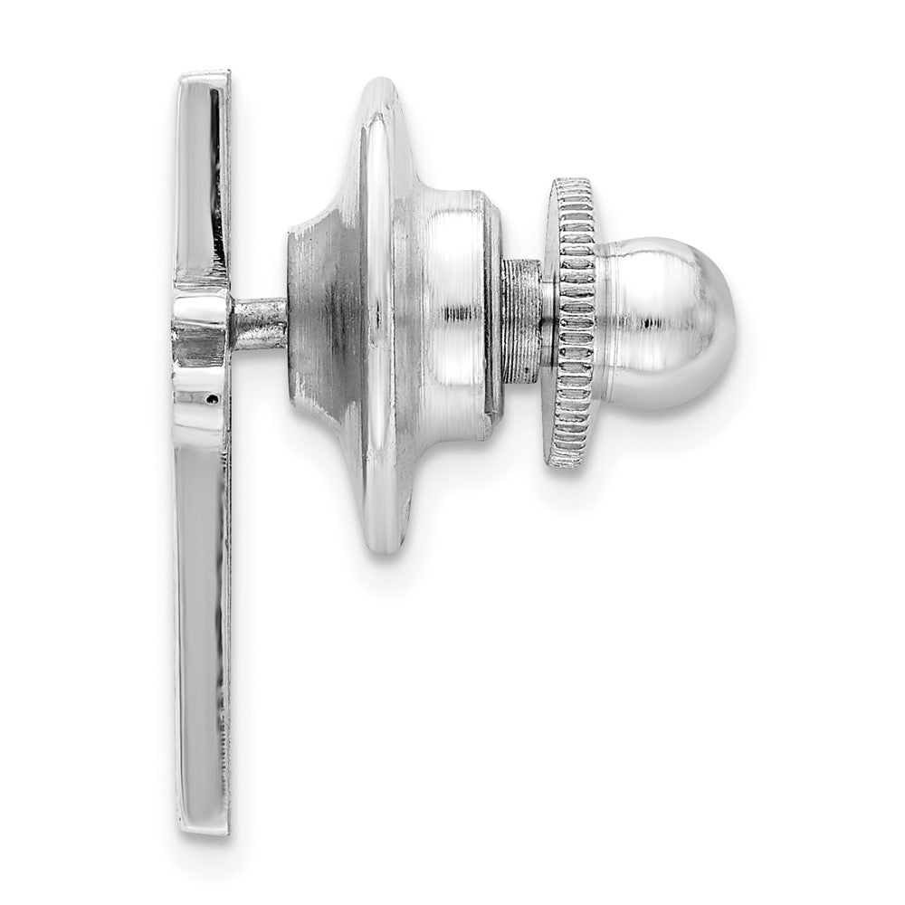 Sterling Silver Rhodium-plated Jesus Cross Tie Tac