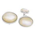 Sterling Silver Oval Mother of Pearl Cuff Links