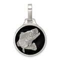 Sterling Silver Black Epoxy Bass Fish Pendant