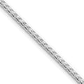 Sterling Silver Rhodium-plated 2.55mm D/C Square Franco Chain