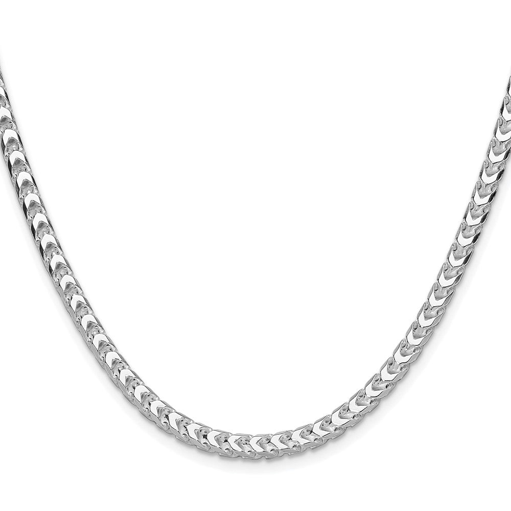 Sterling Silver Rhodium-plated 4mm D/C Square Franco Chain